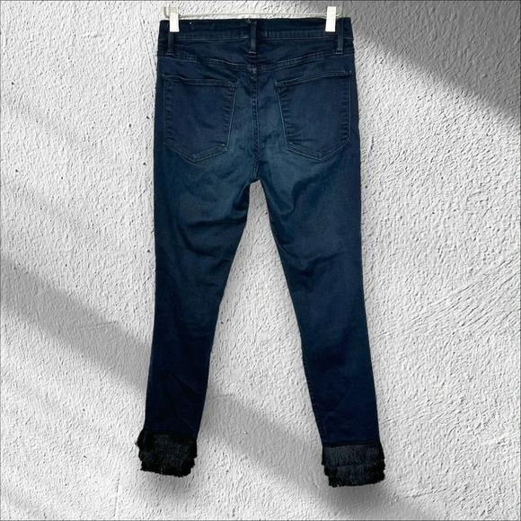 FRAME Lehigh Skinny Byxbee Stretch Jeans size 28 Fringed hems Dark Wash Clqssic - Picture 2 of 12